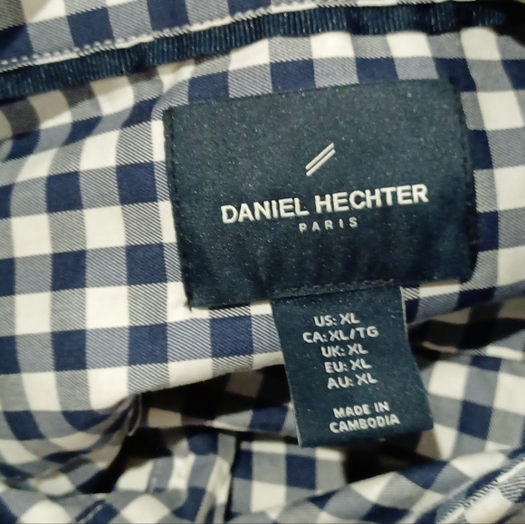 Men's Blue Checkered Long Sleeved Button Down Shirt By Daniel Hechter Paris -XL - Picture 4 of 8